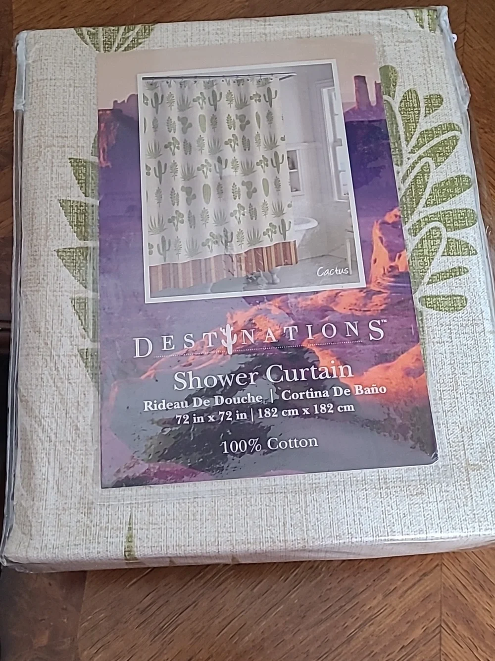 New! Destination Cactus theme Striped Bathroom Fabric Shower Curtain 72 x 72
